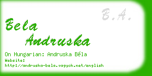 bela andruska business card